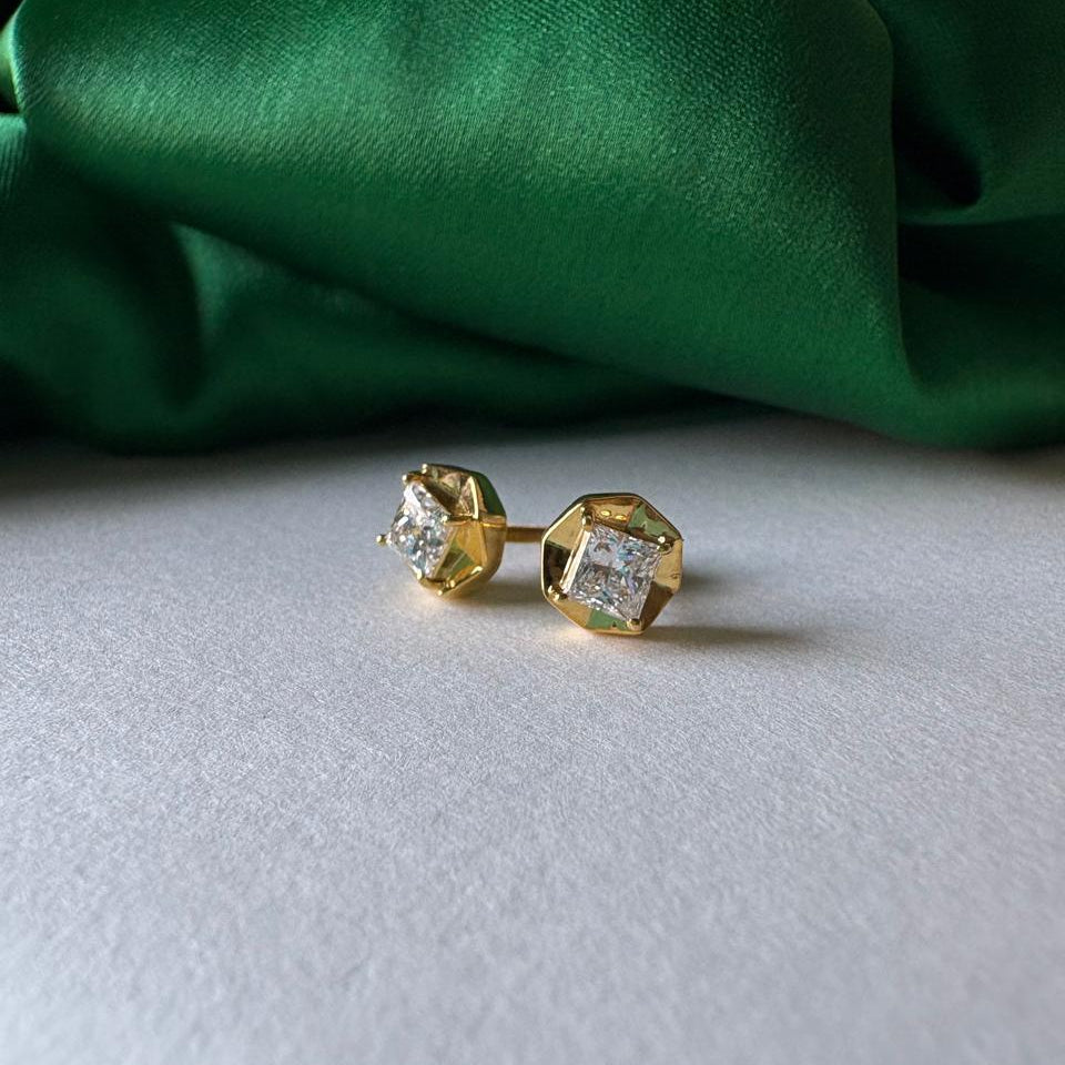 Gold Square Studs