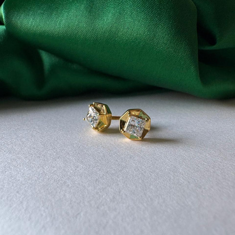 Gold Square Studs