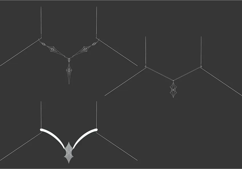 Set of necklace designs on black background